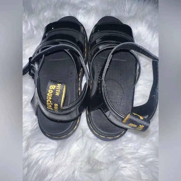 Dr. Martens Blaire Hydro Leather Black Strappy Platform Gothic Sandals 8 - Picture 5 of 8